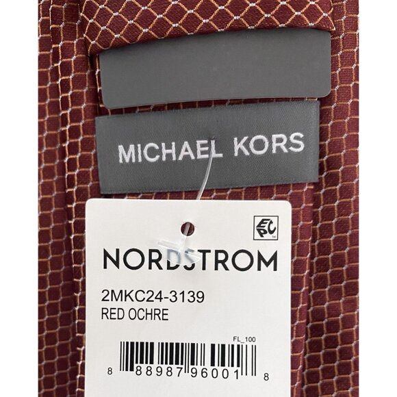 Michael Kors Taylor Neat Tie in Red Ochre NEW WITH TAGS - Picture 2 of 2